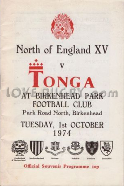 1974 England North v Tonga  Rugby Programme